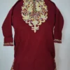 Cashmilon Wool Maroon Embroidery Aari Work Kids Pheran