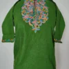 Cashmilon Wool Green Kids Pheran with Aari Embroidery