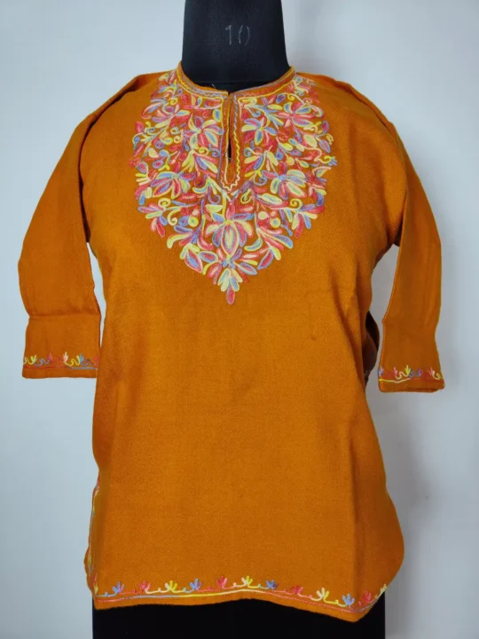 Kids Black Pheran in Cashmilon Wool - Aari Embroidery