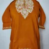 Mustard Pheran for Kids in Cashmilon Wool with Aari Embroidery (4-5 years)