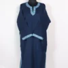 Midnight Blue Raffal Wool Pheran with Aari Embroidery