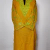 Mustard Cotton Sleeve Aari Embroidery Long Kurti