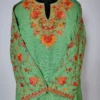 Cotton Green Long Kurti with Aari Sleeve Embroidery