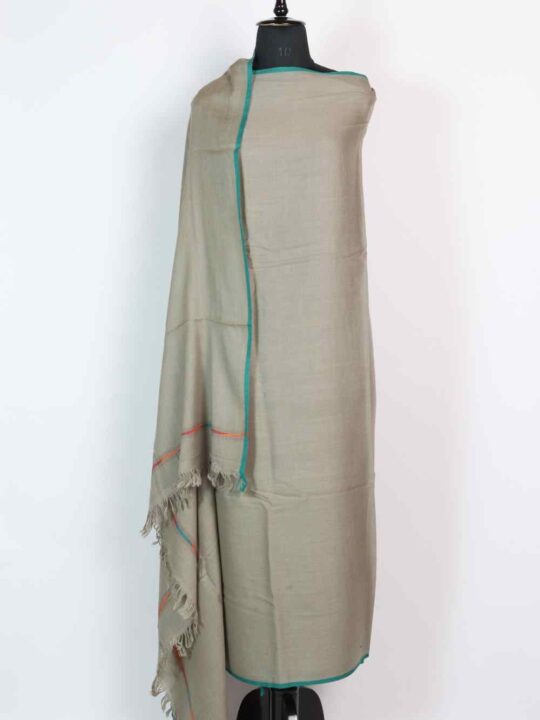 Luxurious Kashmiri Dussa Shawl in Grey Wool Single Layer