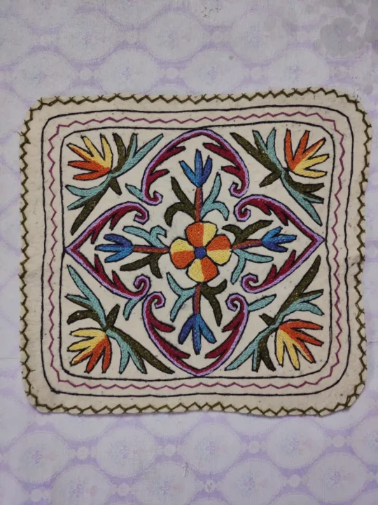 Wool Namda in Square Shape with Hand Aari Embroidery  (2 ft)