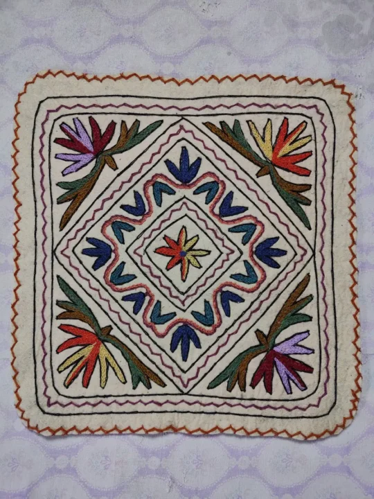 Wool Hand Aari Embroidery Square Namda (2 ft)