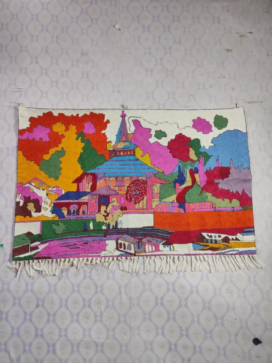 Jama Masjid Wall hanging in Kashmiri Hand Chain Stitch Embroidery (4.5x2 ft)