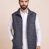 Kashmiri Dark Blue Tweed Half Jacket for Men
