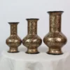 Hand Designed Black Golden Flower Vase - Set of 3 - Kashmiri Phooldan