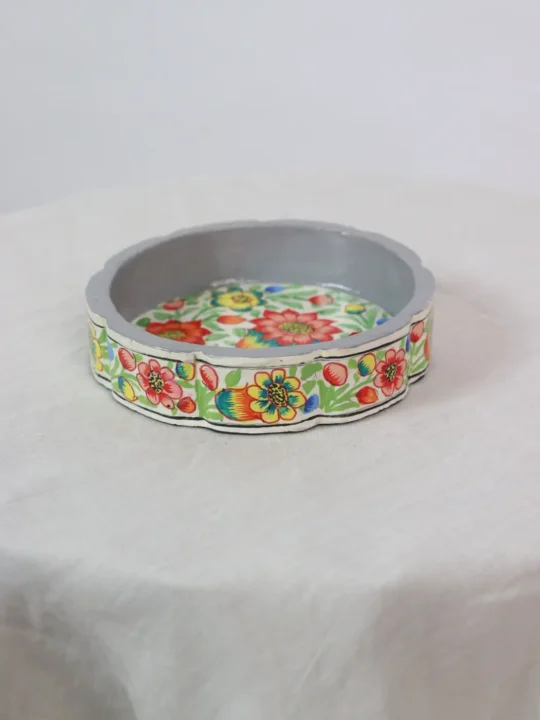 Grey Kashmiri Handicraft Bowl | Hand-painted Paper Machie