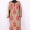 Kashmiri Raffal Wool Beige Pheran With Boothi Work