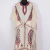 Kashmiri Cream Raffal Wool Pheran With Badam Boothi Embroidery