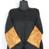 Black Plain Raffal Wool Pheran With Heavy Sleeve Sozni work