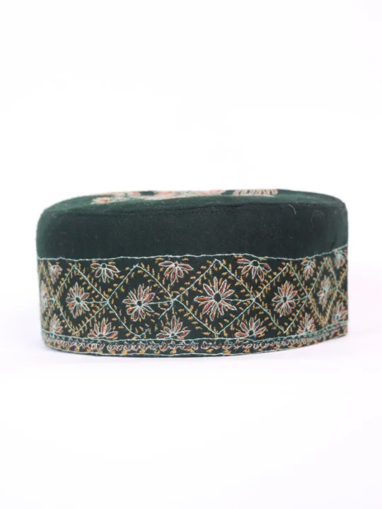 Bashir Kashmiri Black Toosha Hand Sozni Embroidery Cap for Men