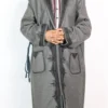 Tweed Kashmiri Grey and Black Hand Aari Embroidery Gown | Bathrobe