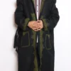 Black Tweed Woolen Hand Aari Embroidery Winter Gown from Kashmir