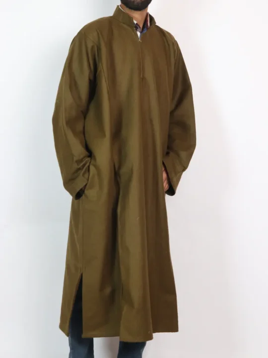 Mehndi Green Khalid Shah Kashmiri Tweed Pheran