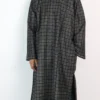 Bashir Tweed Black Check Pheran with Cap