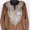 Brown Aari and Zari Embroidery in Velvet Pheran Tabassum