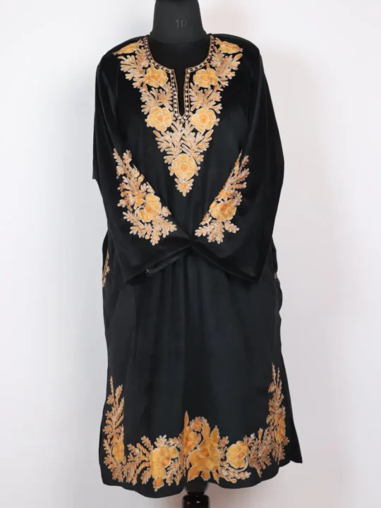 Black Velvet Aari and Zari Work Yasmeen Pheran