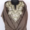 Chocolate Brown Nargis Pheran in Velvet with Aari and Zari Embroidery