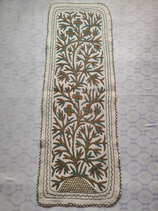 Wool Runner with Hand Aari Embroidery Work and Kashmiri Elegance