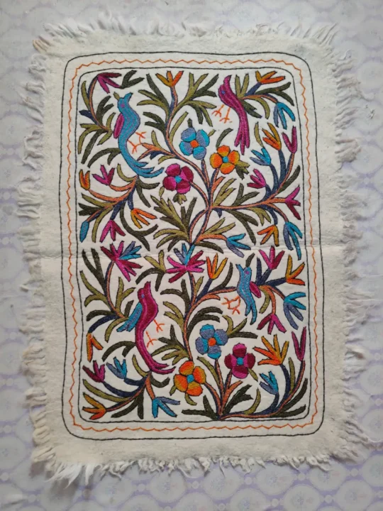 Wool Kashmiri Hand Aari Embroidery Namda (4x3)