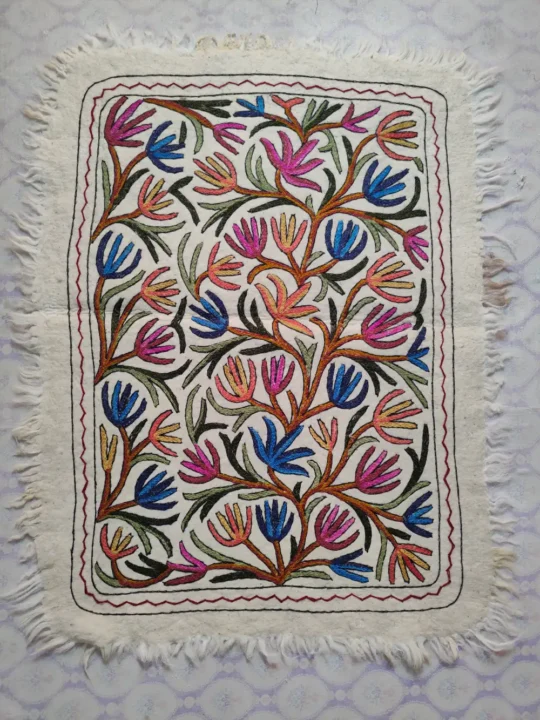 Wool Kashmiri Hand Aari Embroidery Namda (4x3)
