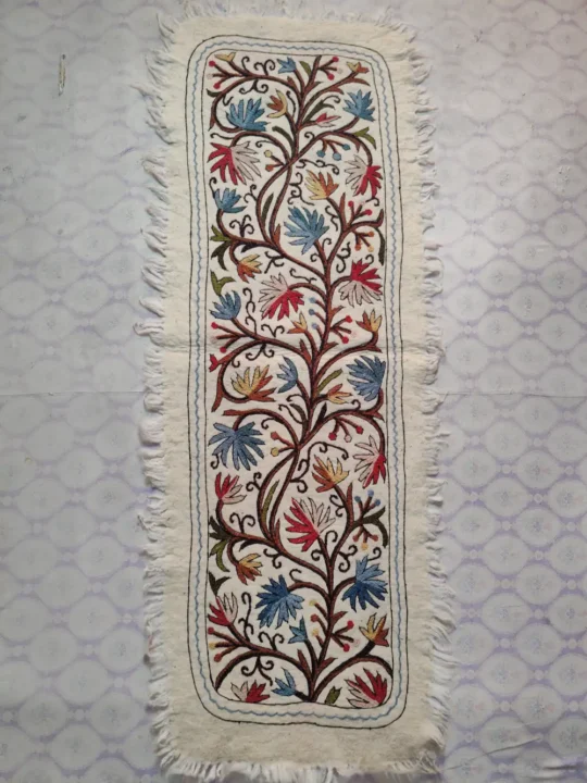 Kashmiri Wool Runner with Hand Aari Embroidery
