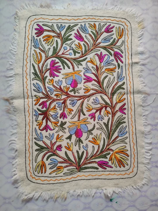 Wool Hand Aari Work Kashmiri Embroidery Namda (4x3)