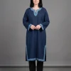 Pheran for Women | Midnight Blue Raffal Wool with Hand Aari Embroidery