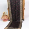 Black Polywool Hand Sozni Embroidery Shawl for Women