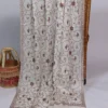 White Polywool Hand Sozni Embroidery Shawl for Women