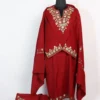 Mehjabeen Raffal Wool Aari Work Maroon 3pc Pheran Set