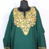 Saeeda Raffal Wool Aari Embroidery Dark Green Pheran for Women