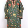 Raffal Wool Hand Jaal Aari Embroidery Green Pheran