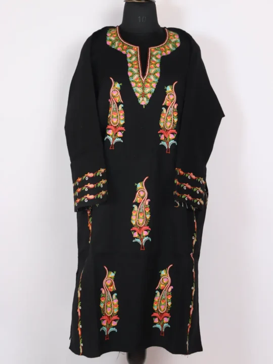 Raffal Wool Black Hand Aari Embroidery Pheran