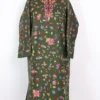 Green Raffal Wool Pheran with Jaal Hand Aari Work