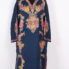 Blue Raffal Wool Pheran with Hand Aari Work