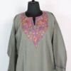 Raffal Wool Kashmiri Grey Pheran with Hand Sozni and Paper Machie Work