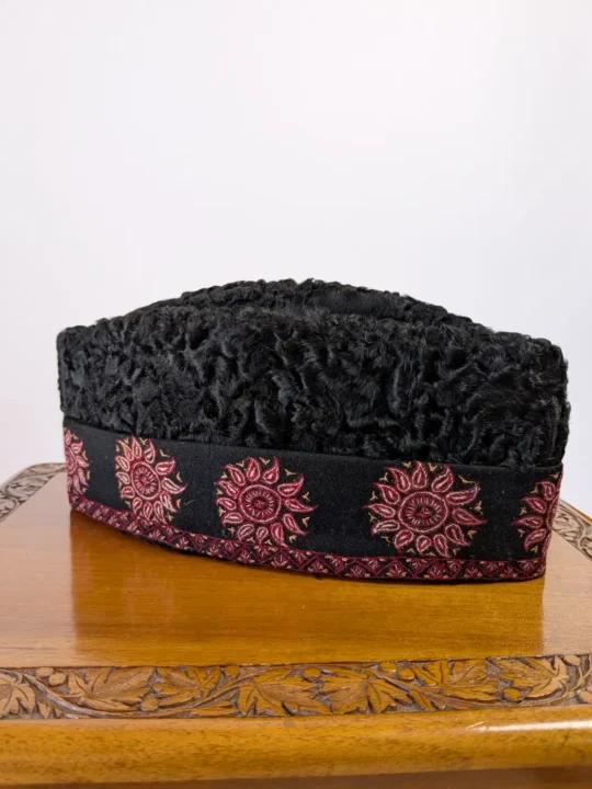 Unique Heirloom Karakul Cap With Hand Sozni Embroidery on Sides