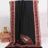 Black Toosha Shawl with Tilla and Hand Sozni Embroidery