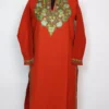 Neem Long Rust Kurti in Cashmilon Wool with Aari Embroidery
