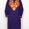 Royal Blue Cashmilon Wool Rukshan Long Kurti with Aari Embroidery