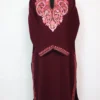 Zainab Cashmilon Wool Wine Long Kurti with Aari Embroidery