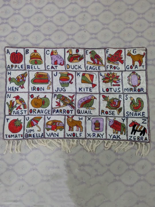 Hand Chain Stitch Embroidery Nursery Kashmiri Wall Hanging