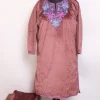 Inshirah 2Pc Kashmiri Girls Dusty Rose Pheran In Holland Velvet With Floral Embroidery (12 to 13Y)