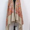 Cashmilon Wool Aari Embroidery Cream Shawl Fareeda