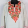 White Cashmilon Wool Pheran with Aari Embroidery
