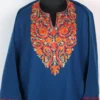 Cashmilon Wool Aari Work Blue Pheran